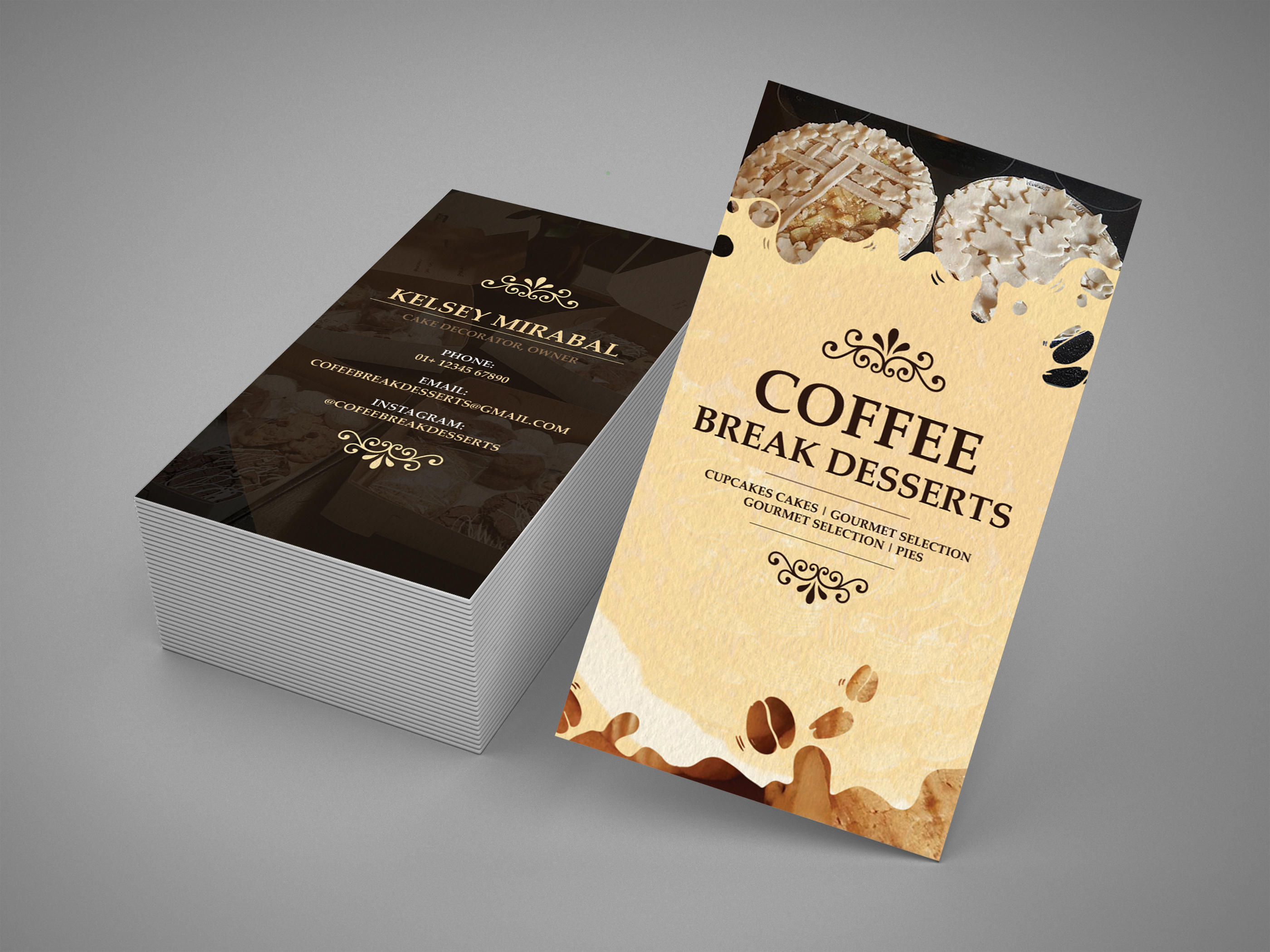 Coffee Break Deserts Business Card Mockup
